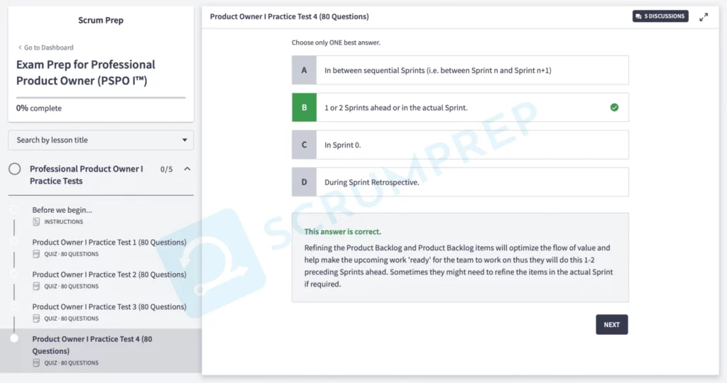 PSPO I Quiz Question Explanation