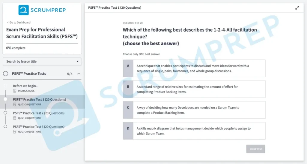 PSFS Practice Test Screenshot 03a