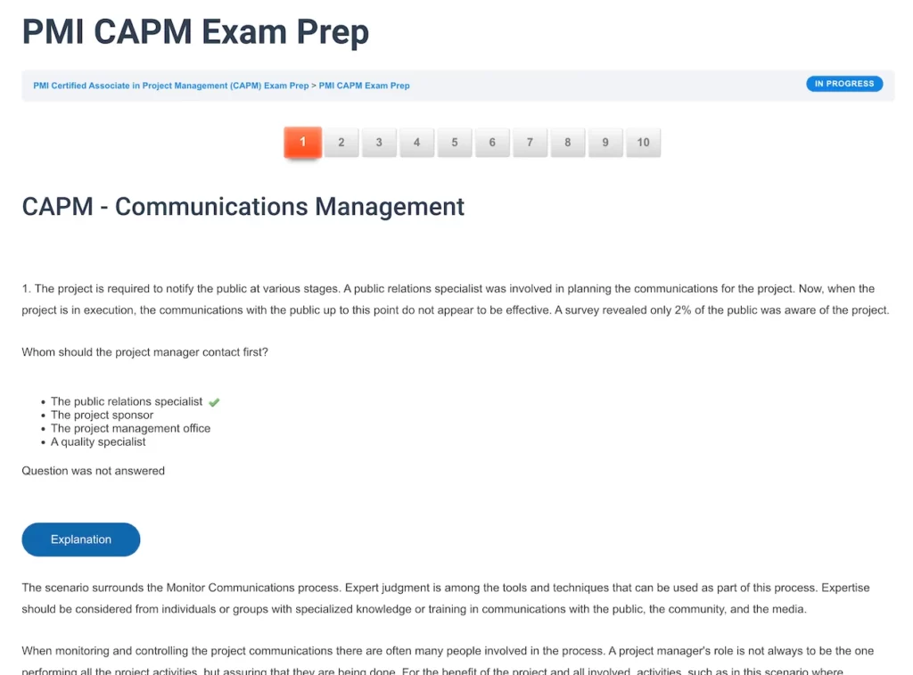 CAPM Test Question - ScrumPrep