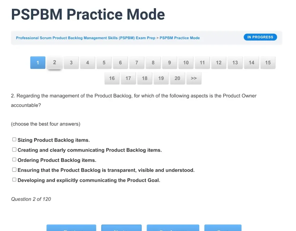PSPBM Practice Question - ScrumPrep